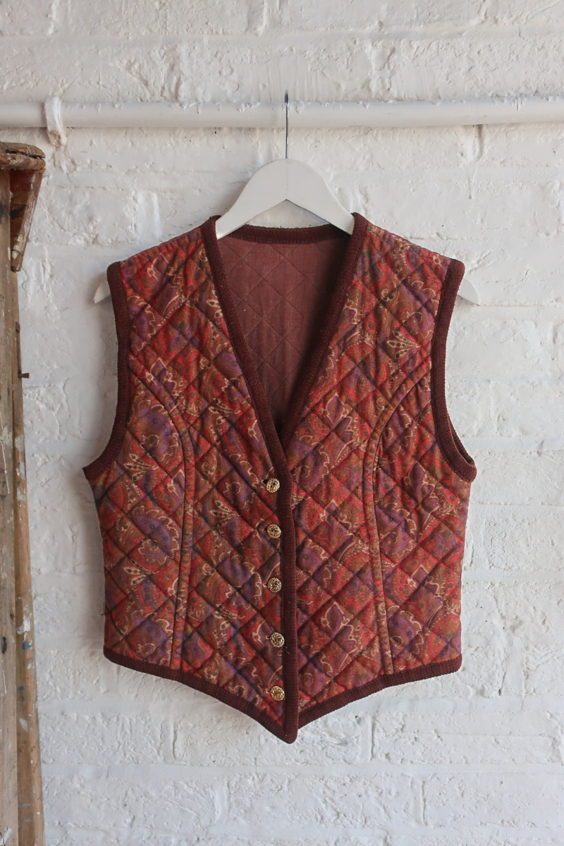 Vintage Waistcoat - Autumn Leaves Paisley - Size S/M