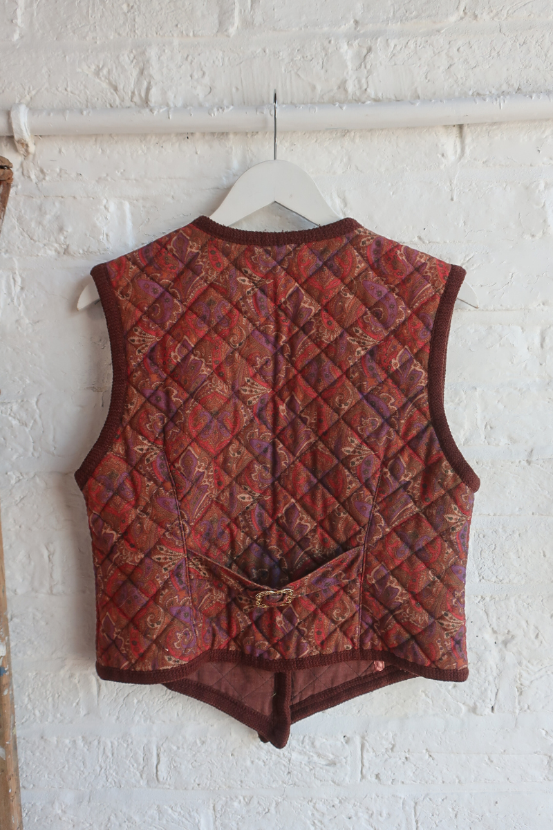 Vintage Waistcoat - Autumn Leaves Paisley - Size S/M