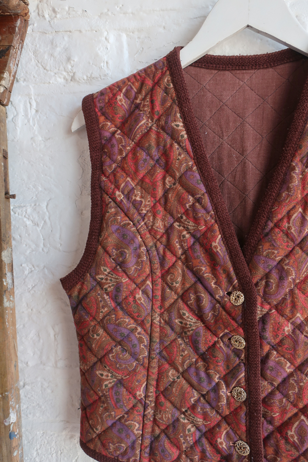 Vintage Waistcoat - Autumn Leaves Paisley - Size S/M