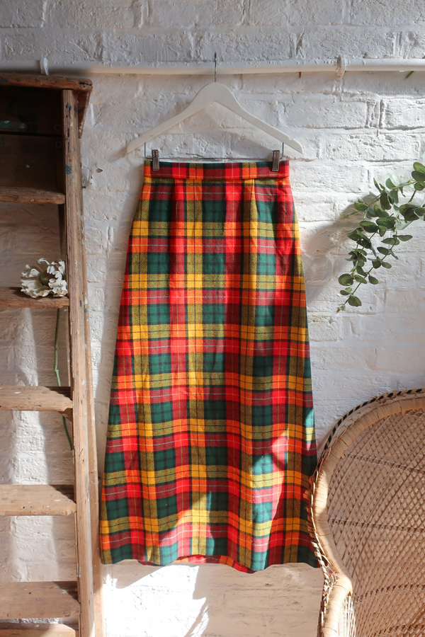 Vintage Maxi Skirt - Autumn Stroll Tartan- Size S