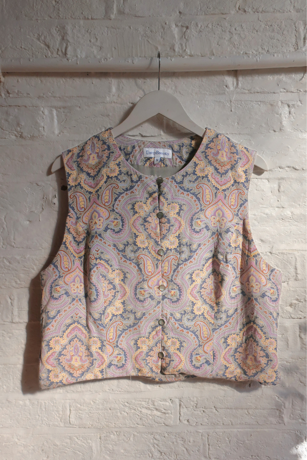 Vintage Waistcoat - Lavender Haze Paisley - Size L