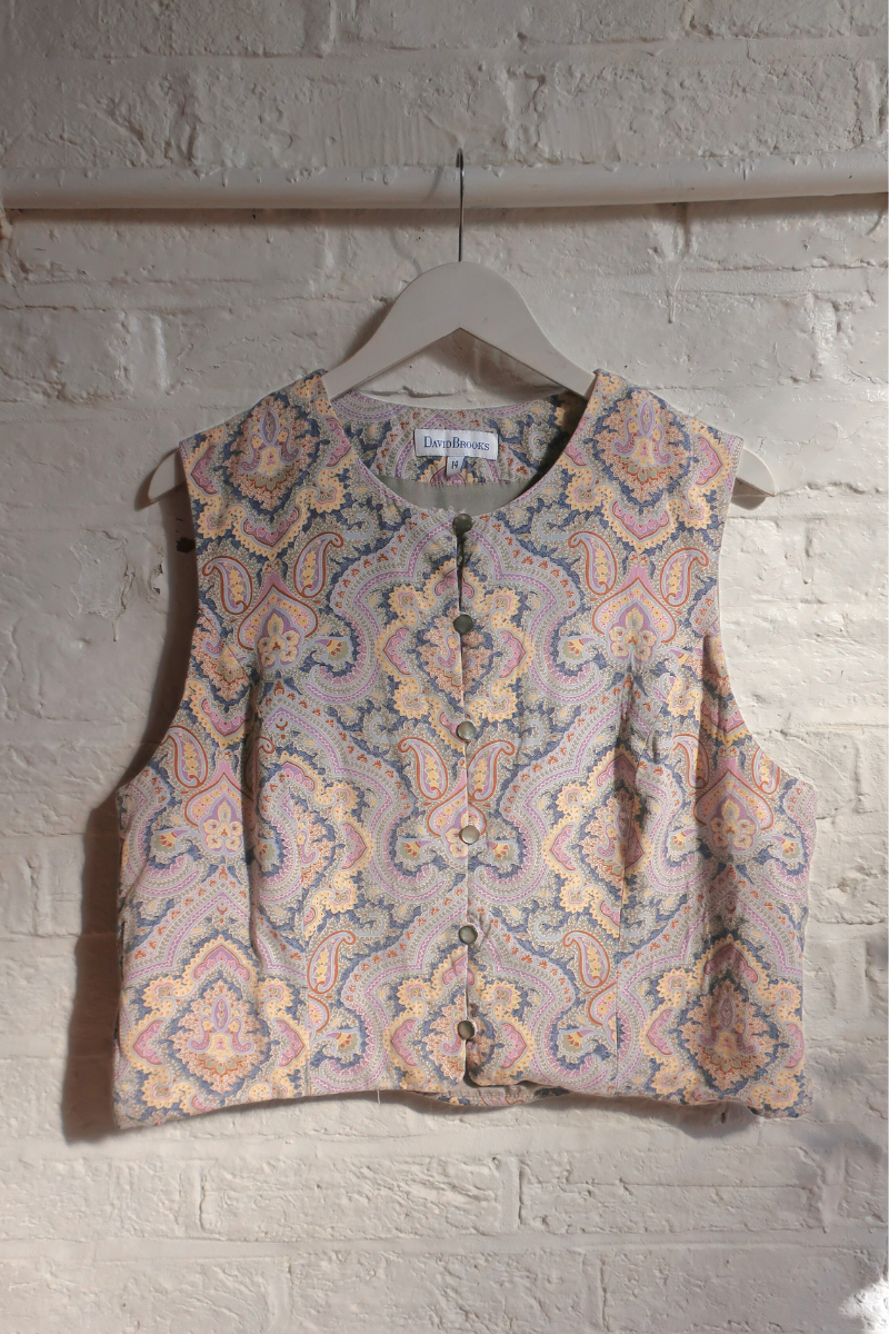 Vintage Waistcoat - Lavender Haze Paisley - Size L