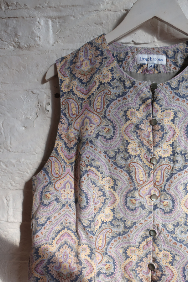Vintage Waistcoat - Lavender Haze Paisley - Size L