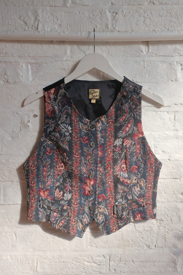 Vintage Waistcoat - Moody Floral Tapestry - Size XS/S