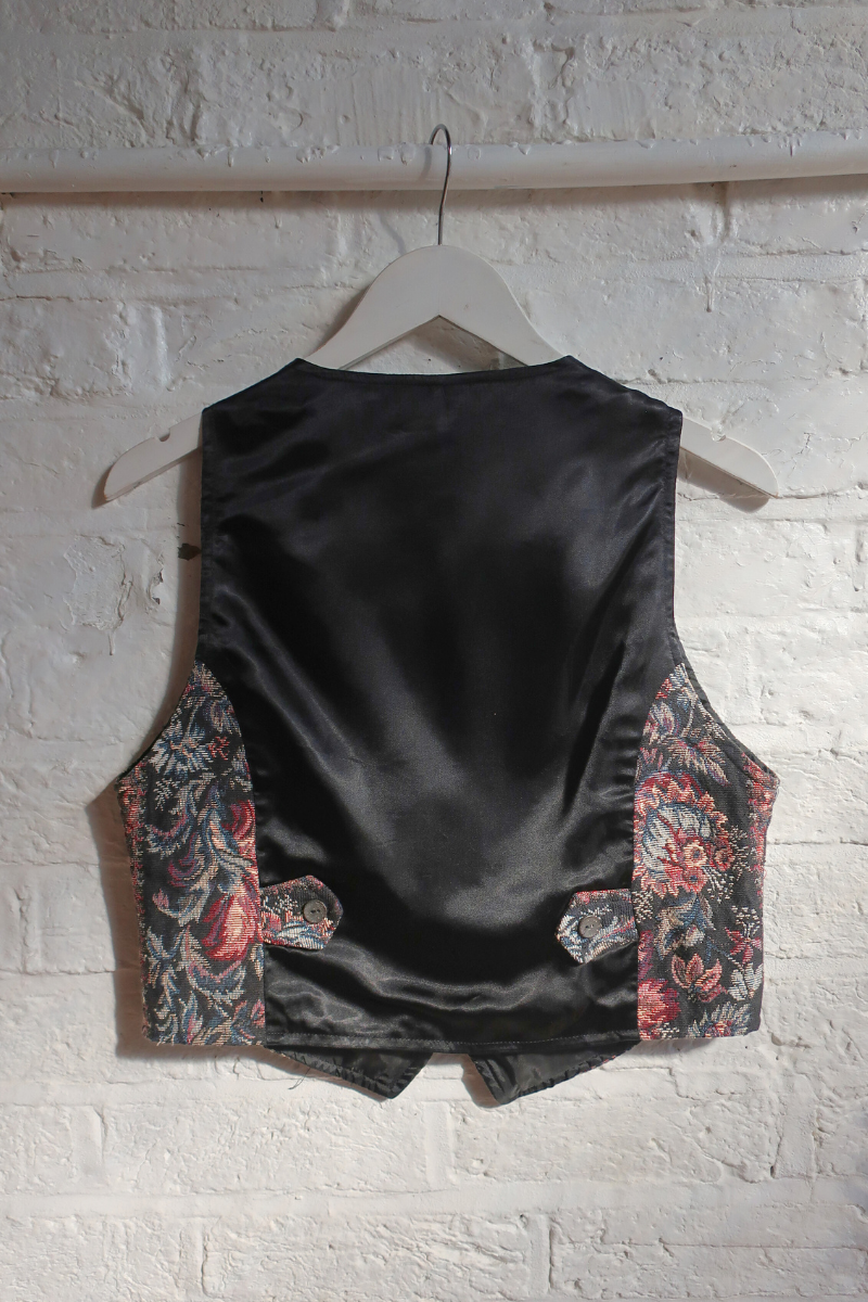 Vintage Waistcoat - Moody Floral Tapestry - Size XS/S