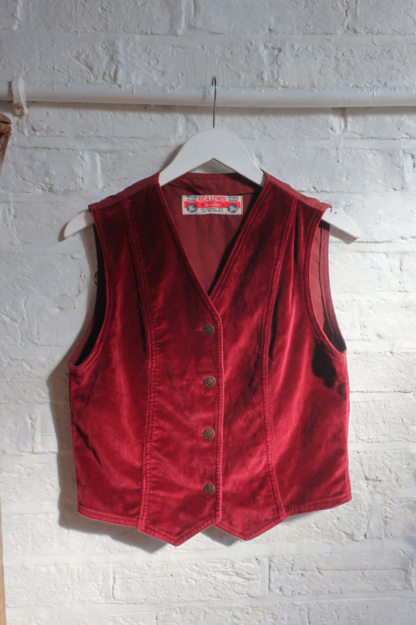 Vintage Waistcoat - Scarlet Maroon - Size S