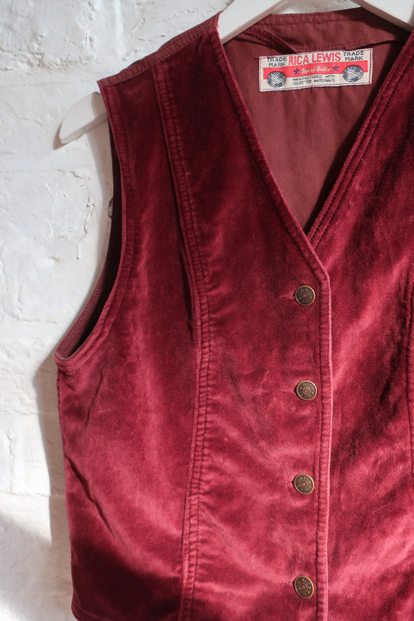 Vintage Waistcoat - Scarlet Maroon - Size S
