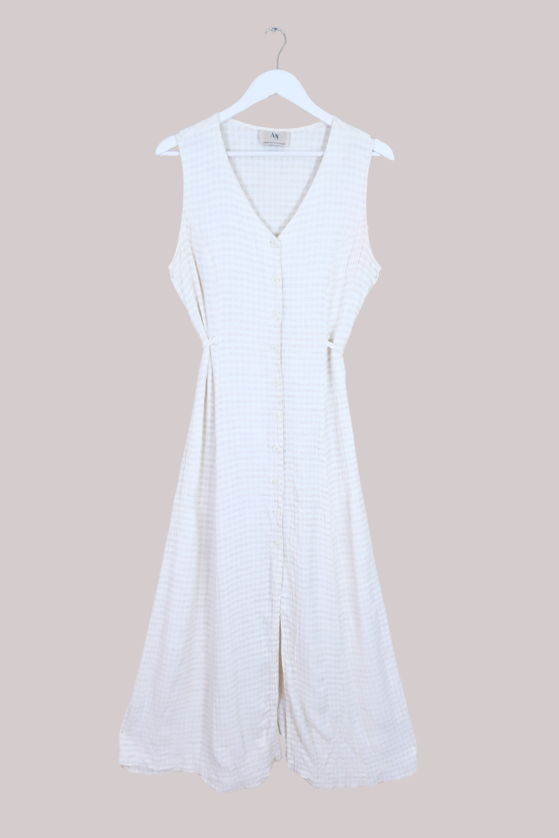 Vintage Dress - Vanilla Check Cheesecloth Maxi - Size S/M by All About Audrey
