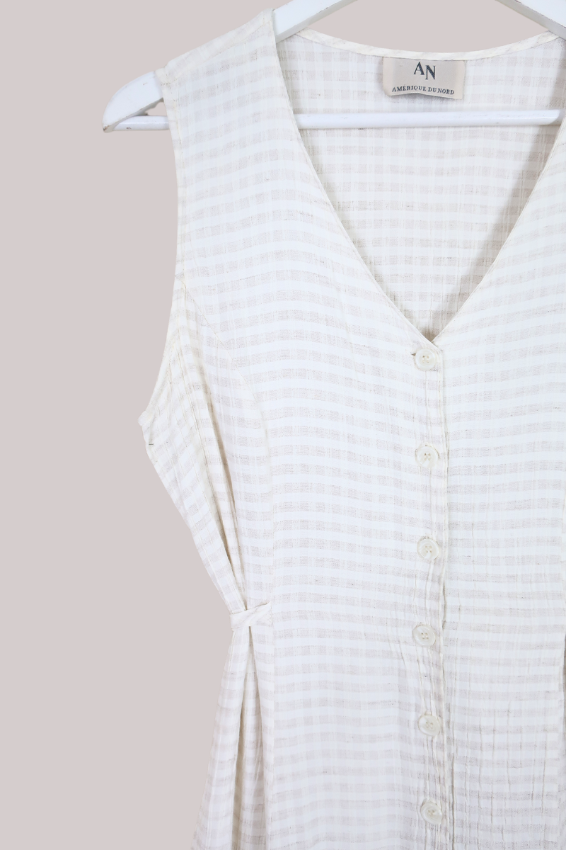 Vintage Dress - Vanilla Check Cheesecloth Maxi - Size S/M by All About Audrey