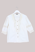 Vintage Blouse - Cream Doily - Size L