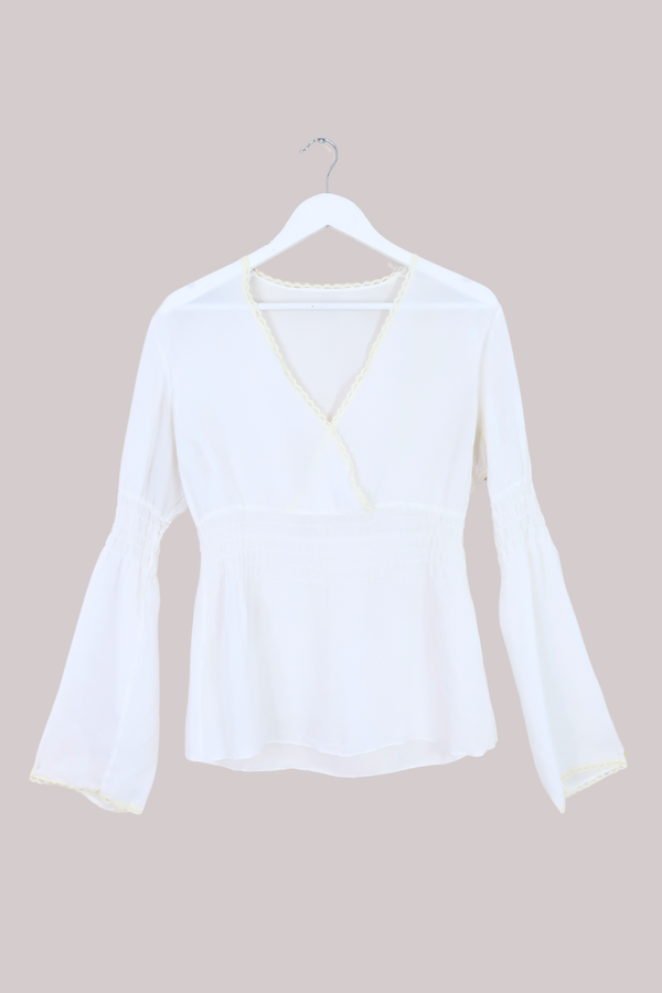 Vintage Top - Sheer White Tunic - Size L/XL