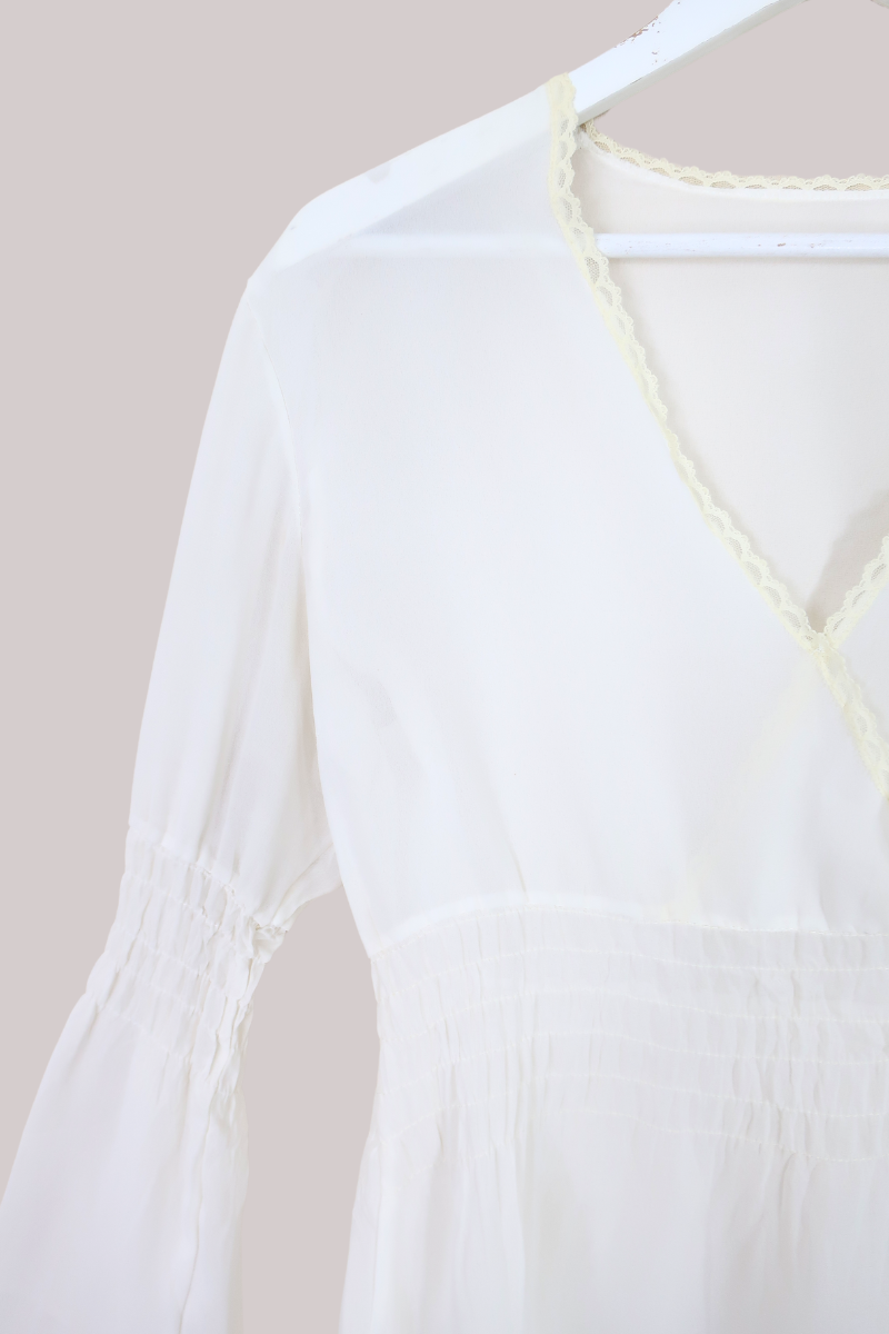 Vintage Top - Sheer White Tunic - Size L/XL