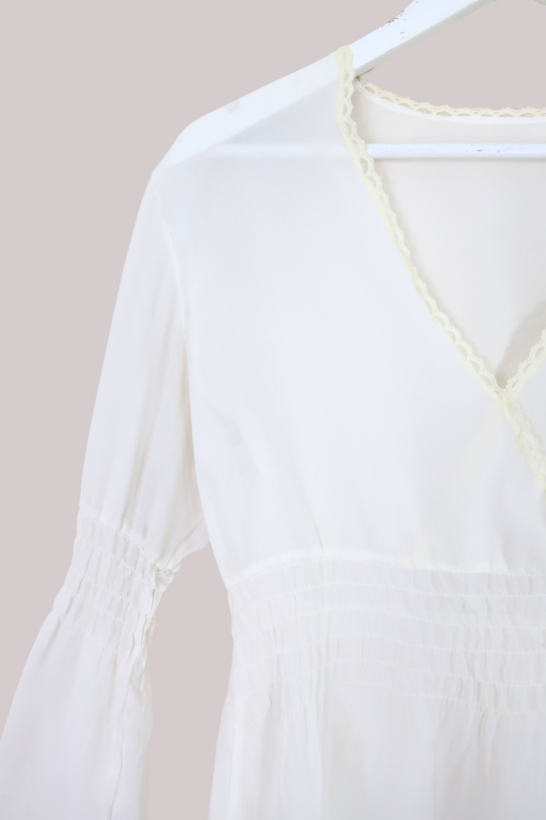 Vintage Top - Sheer White Tunic - Size L/XL
