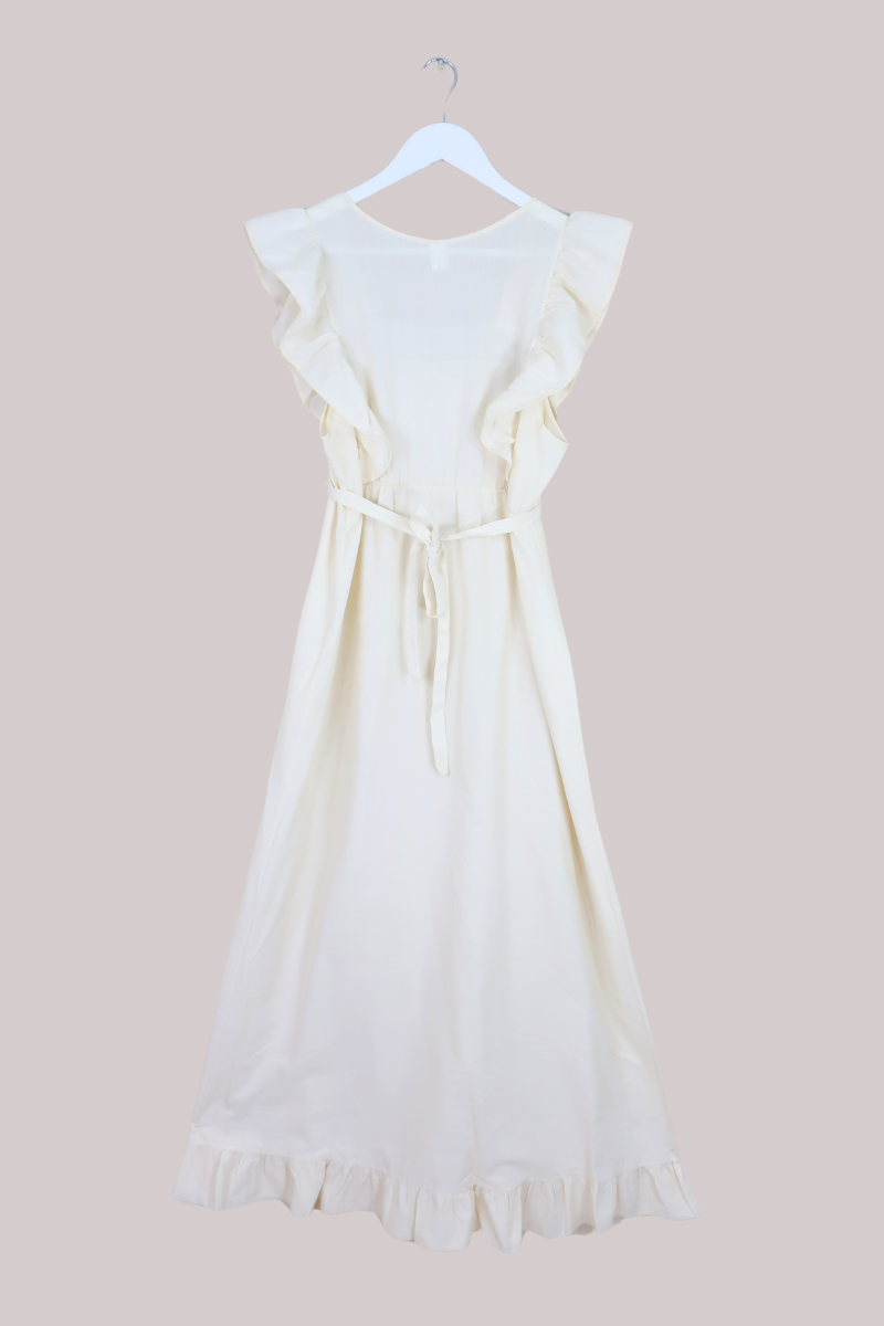 Vintage 70s Prairie Maxi Dress - Ivory Cream - Size S/M by All About Audrey