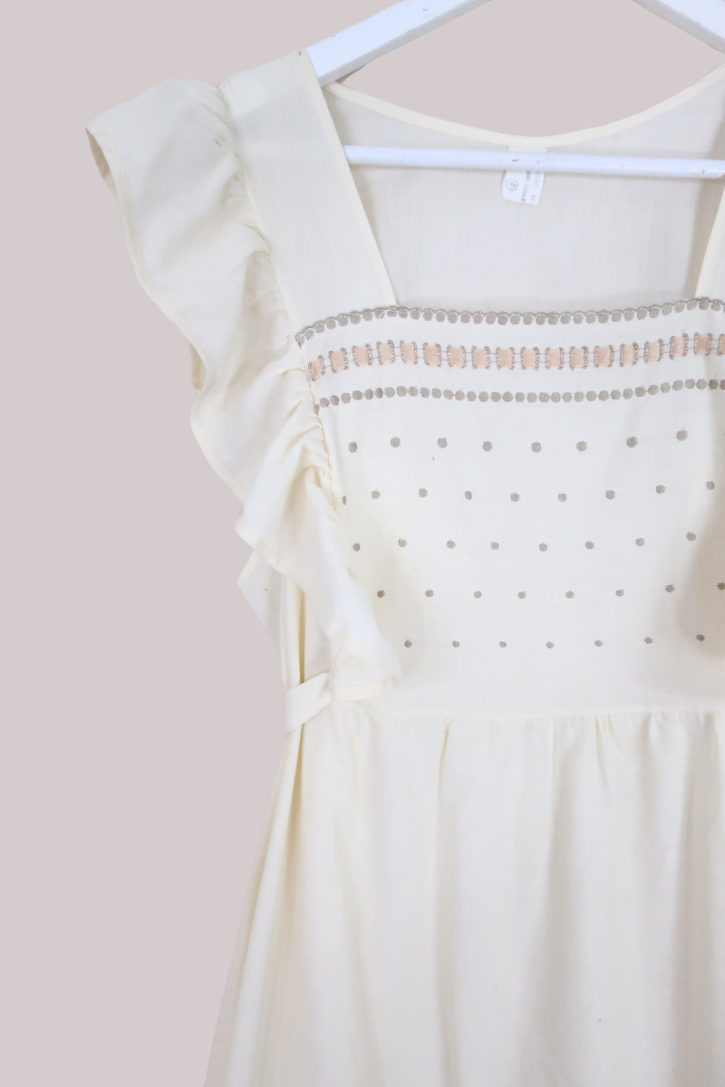 Vintage 70s Prairie Maxi Dress - Ivory Cream - Size S/M by All About Audrey