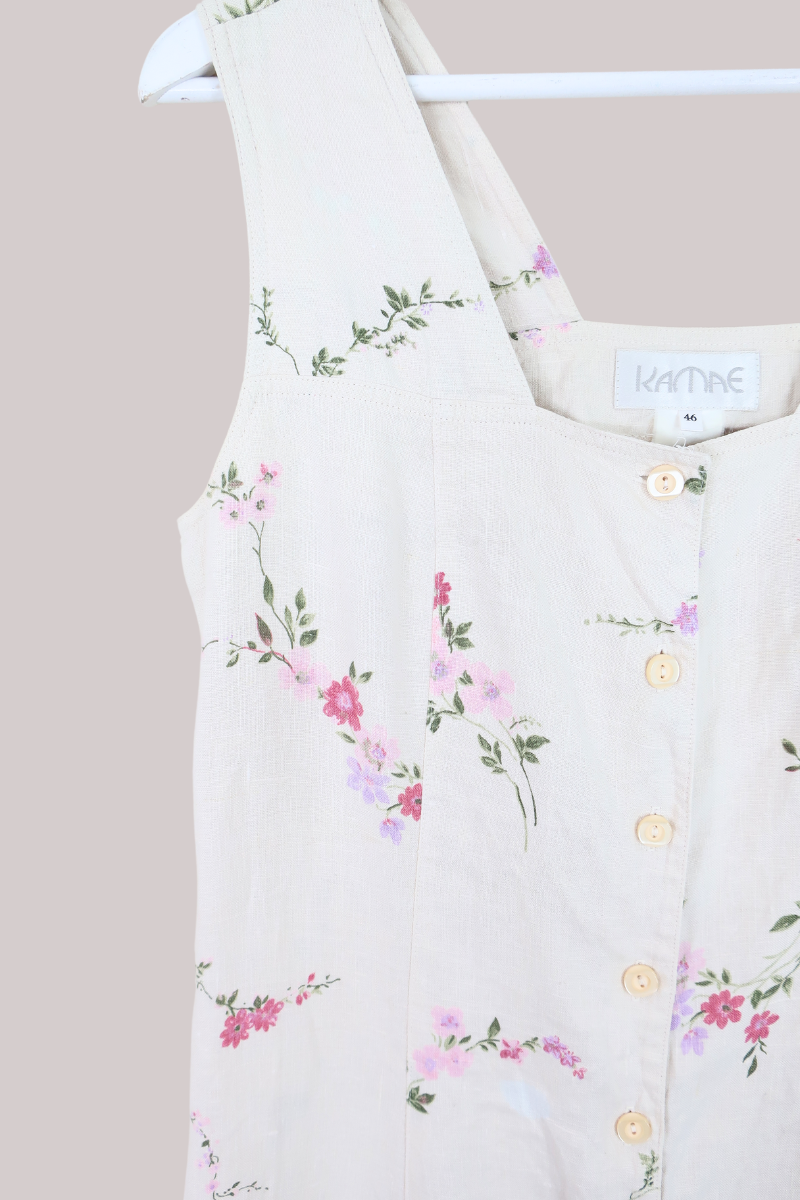 Vintage Dress - Oat Wildflowers - Size M/L