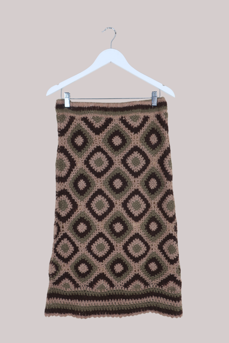 Vintage Skirt - Earthy Crochet - Size S/M