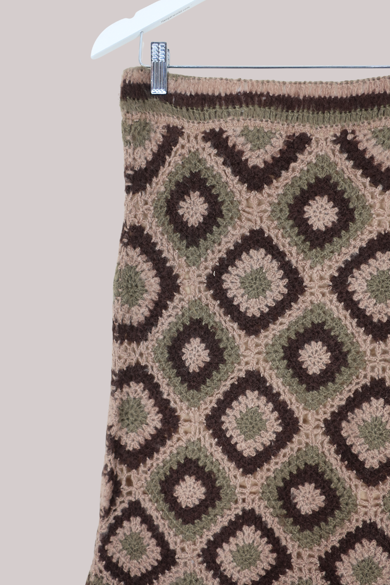 Vintage Skirt - Earthy Crochet - Size S/M