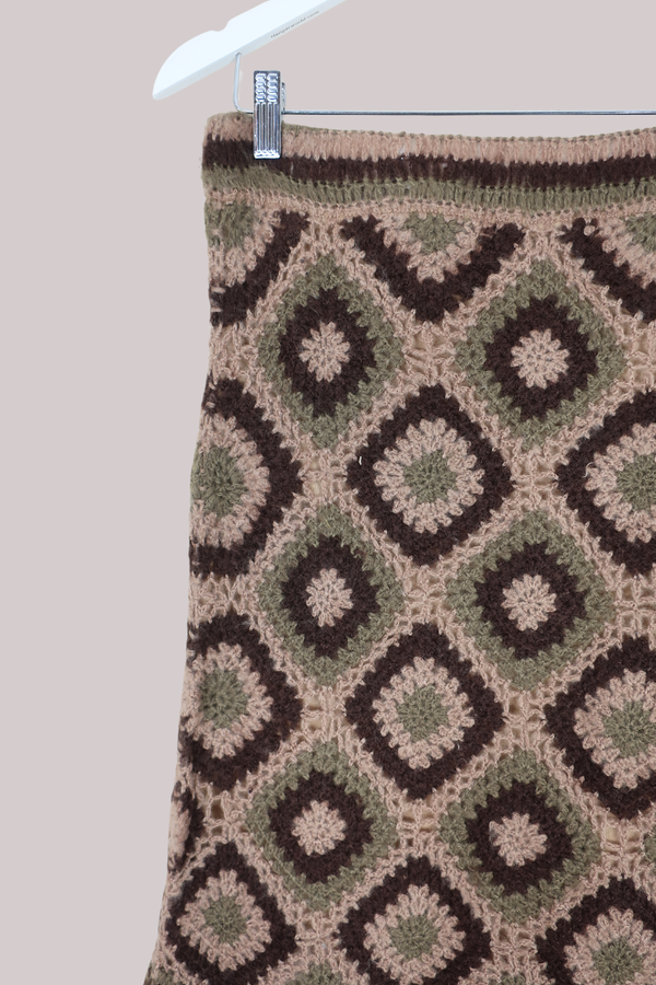 Vintage Skirt - Earthy Crochet - Size S/M