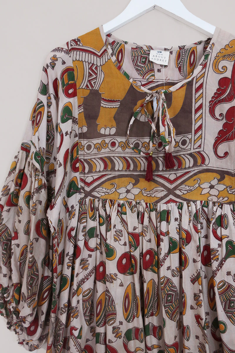Daisy Maxi Smock Dress - Bring in the Band - Vintage Cotton - Size S/M