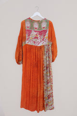 Daisy Maxi Smock Dress - Soft Orange Vines - Vintage Cotton - Size S/M by All About Audrey