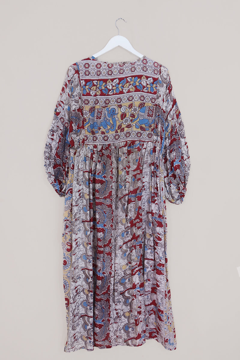 SALE Daisy Maxi Smock Dress - Vibrant Market Print - Vintage Cotton - Size M/ by All About Audrey