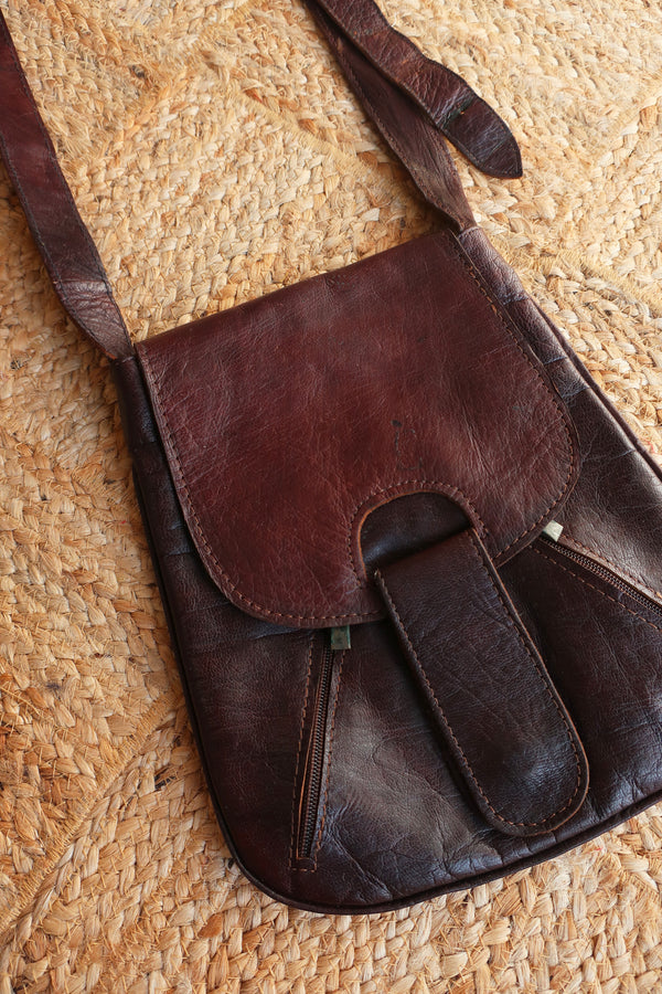 Vintage Molasses Leather Satchel Bag by All About Audrey