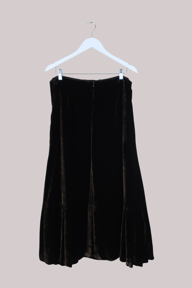 Vintage Skirt - Embroidered Cedar Velvet - Size M/L