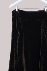 Vintage Skirt - Embroidered Cedar Velvet - Size M/L