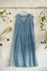 Vintage Sleeveless Darted Denim Dress - Size S