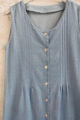 Vintage Sleeveless Darted Denim Dress - Size S