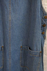 Vintage Denim Pinafore Mini Dress - Size L