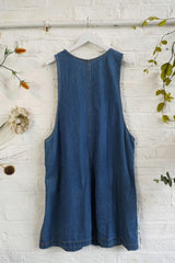 Vintage Denim Pinafore Mini Dress - Size L