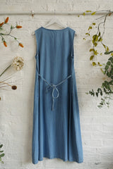 Vintage Light Wash Pleated Denim Dress  - Size S/M
