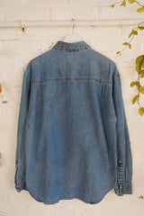 Vintage Denim Shirt - Climbing Flower Embroidery - Free Size M