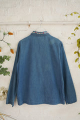Vintage Denim Jacket - Quilted Floral Embroiery - Size S by All About Audrey