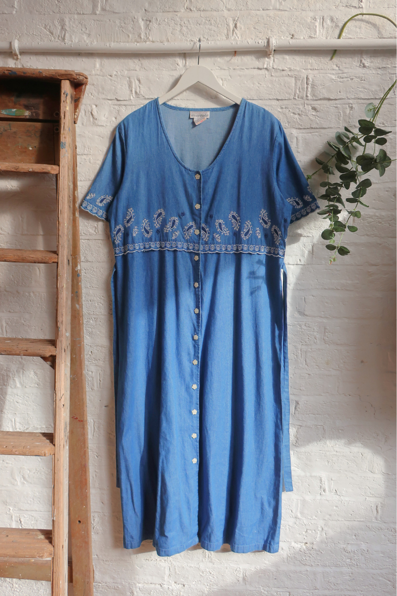 Vintage Dress - Paisley Denim - Size L/XL