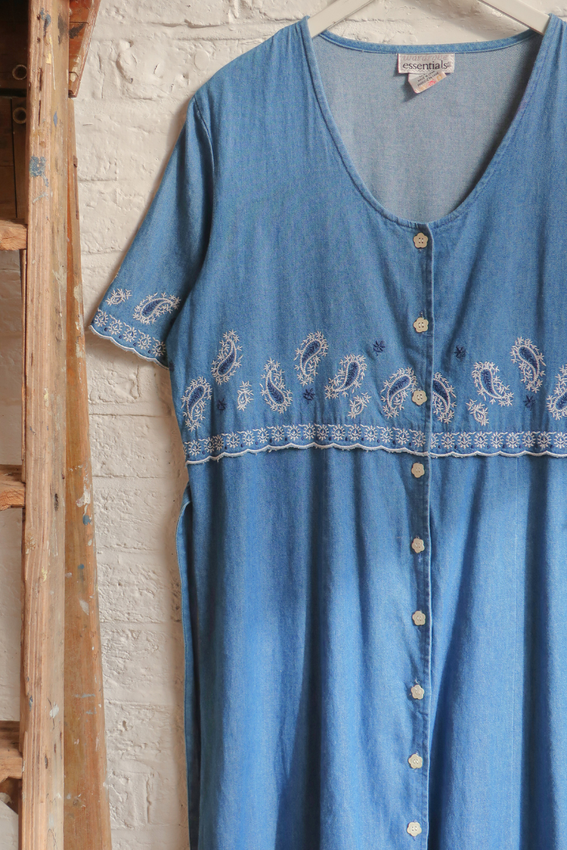 Vintage Dress - Paisley Denim - Size L/XL