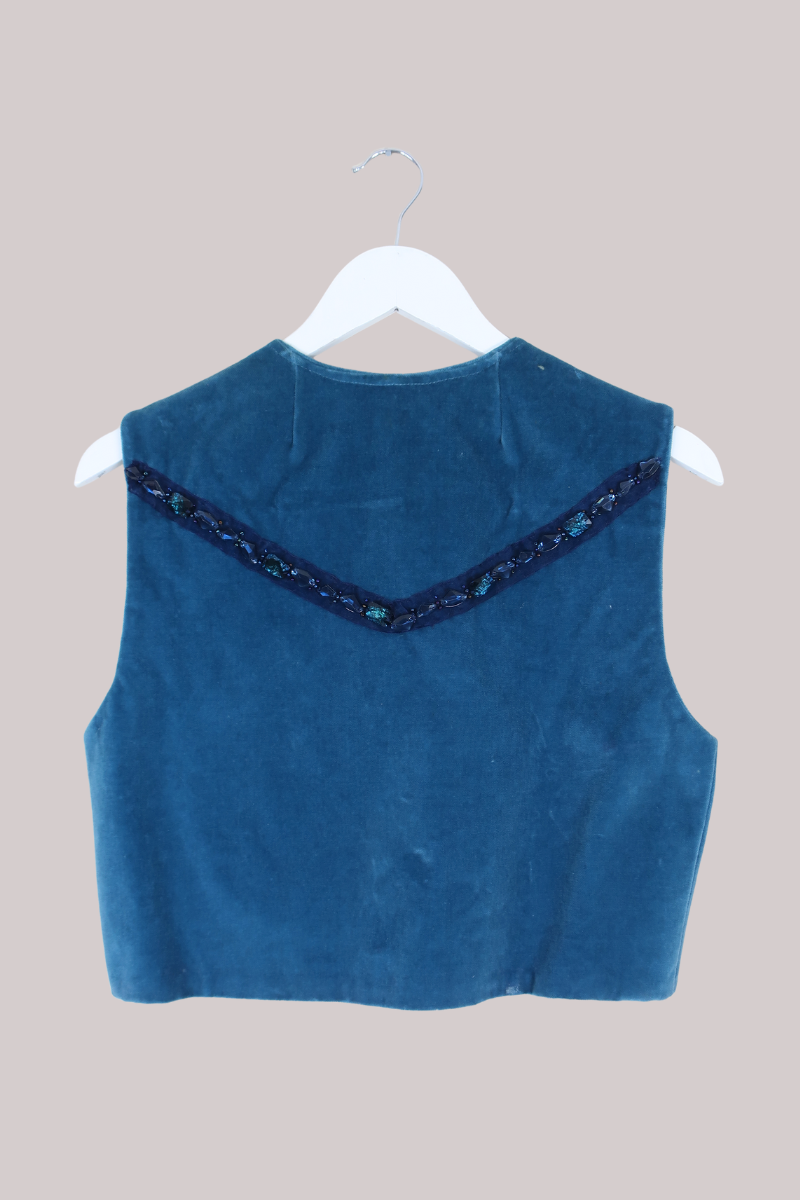 Vintage Waistcoat - Velvet Aquamarine - Size S