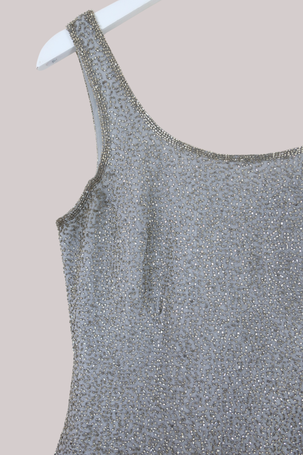 Vintage Beaded Top - Sky Frost - Size S/M