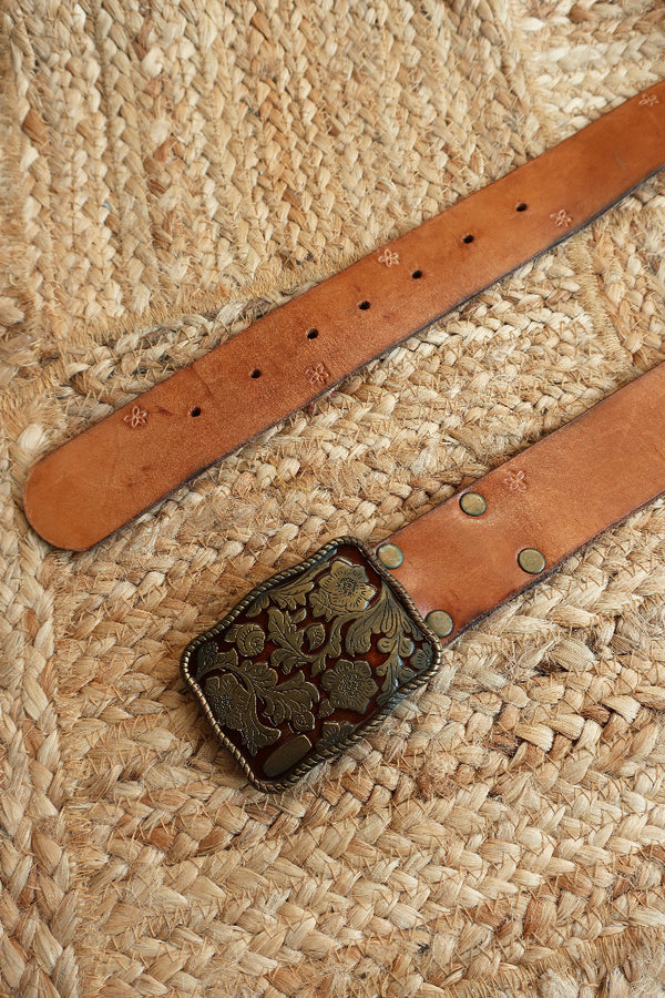 Vintage Belt - Floral Embossed Buckle by All About Audrey