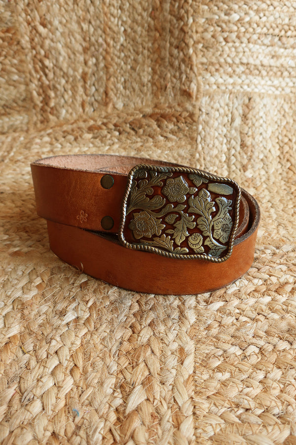 Vintage Belt - Floral Embossed Buckle by All About Audrey