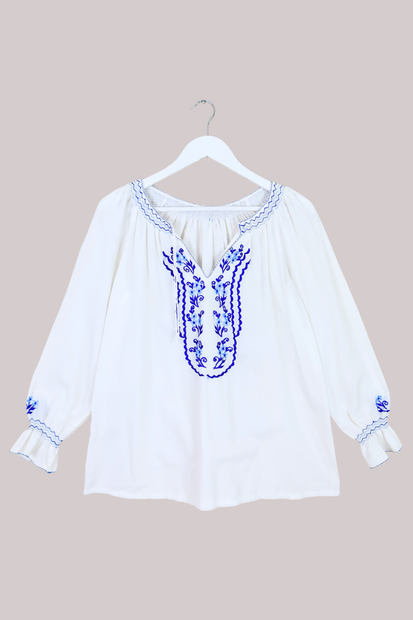 Vintage Blouse - Santorini Blues - Size L