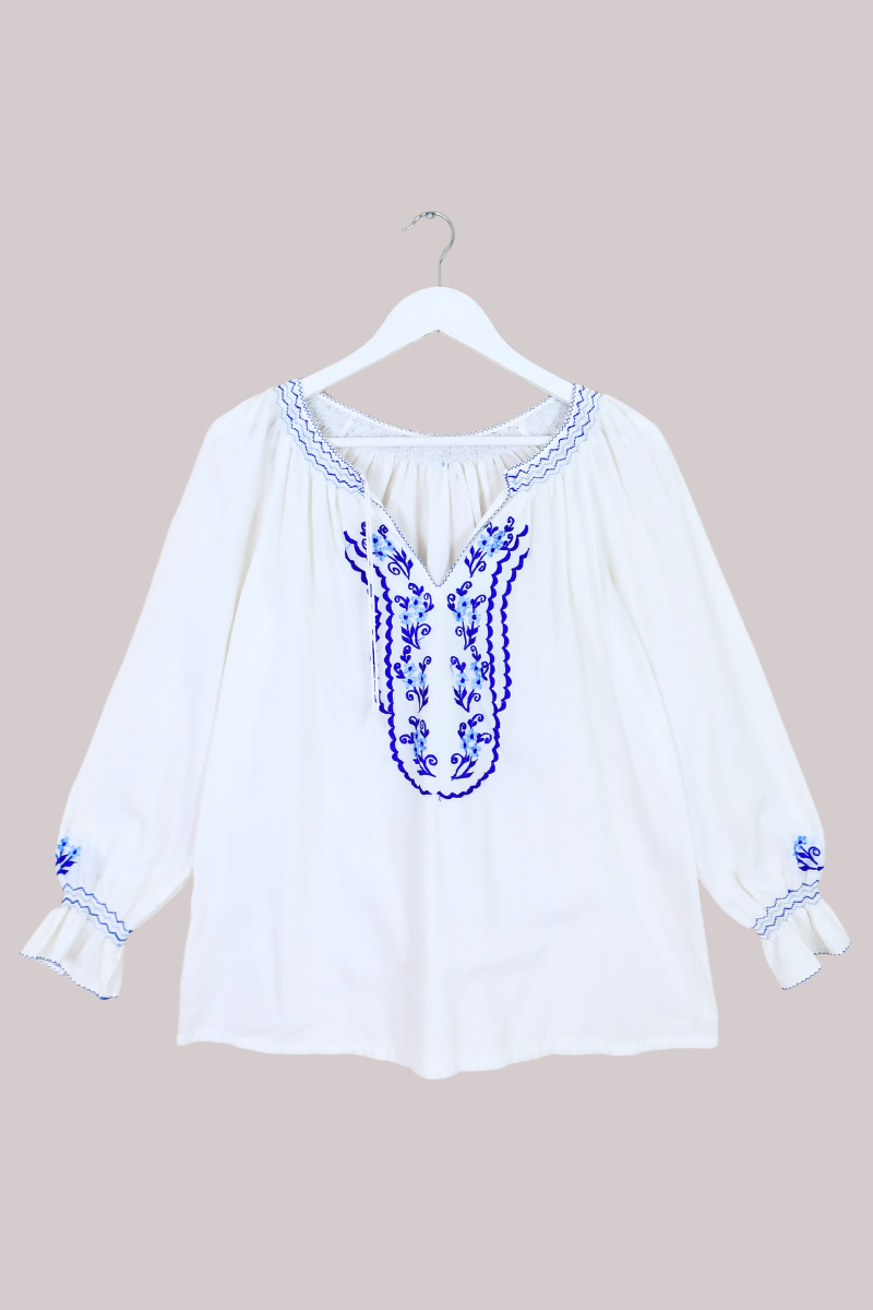 Vintage Blouse - Santorini Blues - Size L