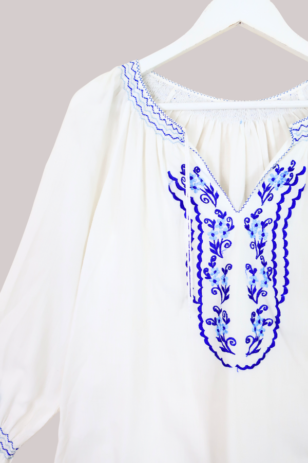 Vintage Blouse - Santorini Blues - Size L