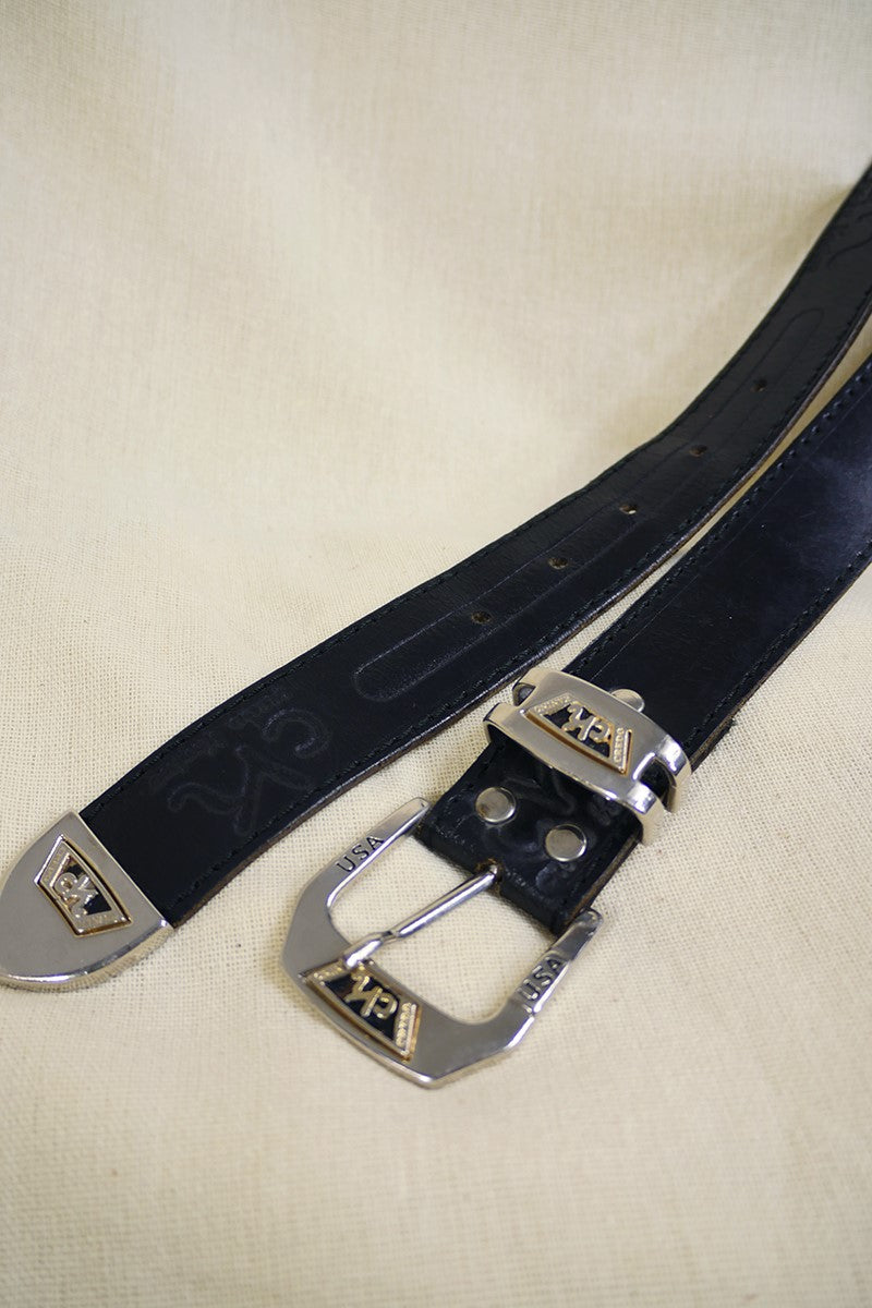Vintage Belt - Black Western Branded Leather - Size S to L by All About Audrey