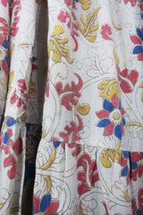 Gypsophila Maxi Dress - Vintage Indian Cotton - Cloud White Marigolds - Free Size