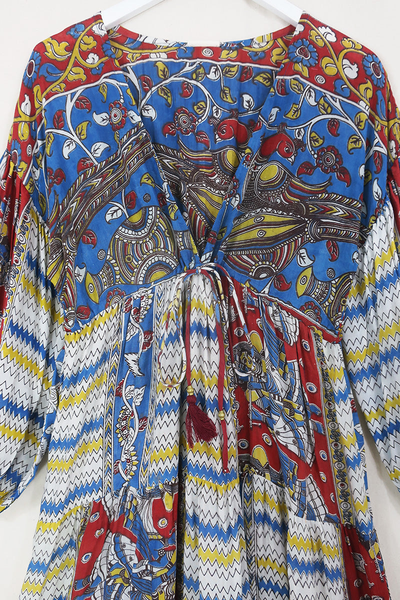 Gypsophila Maxi Dress - Vintage Indian Cotton - The Lovers Zig Zag Patchwork - Free Size