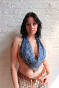 Vintage Indian Cotton Scarf in Deep Blues