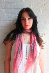 Vintage Indian Cotton Scarf in Pink Dahlia